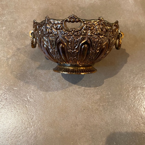 VINTAGE 1960S ORNATE SILVERPLATE COPPER TONE BOWL DISH RAIMOND JAPAN 5”x3” SIZE - Picture 2 of 9